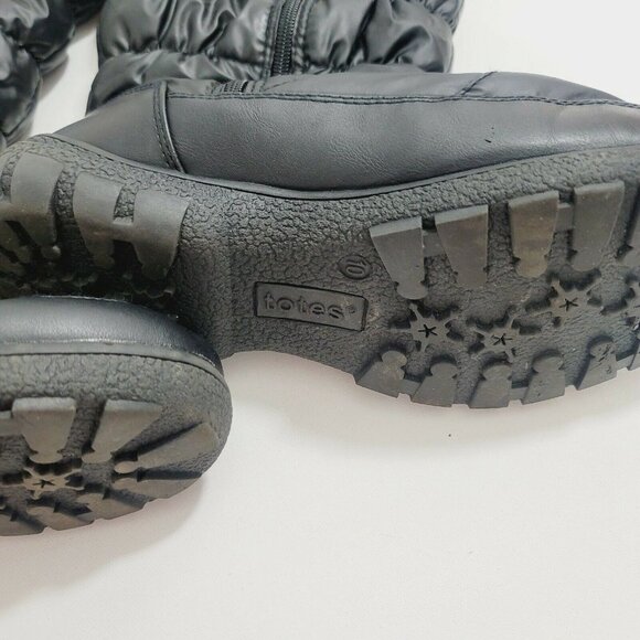 Totes Ankle Rain Boots Side Buckle & Zip Round Toe Fax Fur Solid Black 10M - Picture 3 of 7